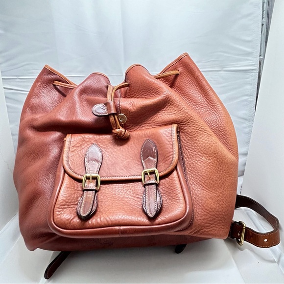 Vintage, Cole Haan, Brown, Heavy Leather Backpack, Double Straps, Unisex - Picture 9 of 10